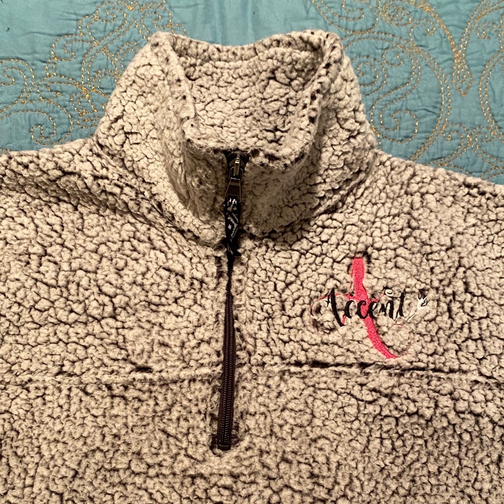 Sherpa 1/4 zip fleece with Accent School of Dance logo embroidered